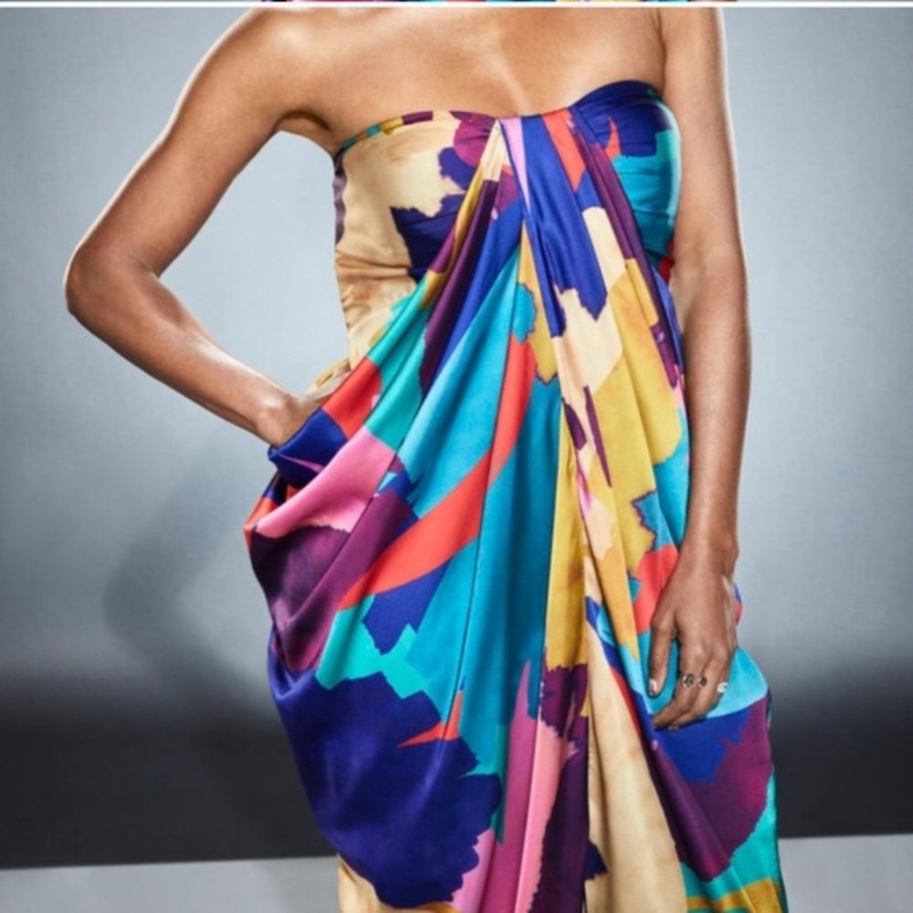 Gabrielle Union - Multicolor Strapless dress GENTLY USED